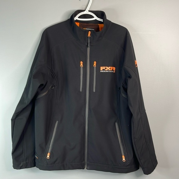 FXR Mountain Mens Black Soft Shell Jacket Fleece Lined Graphics Logo Neon XL - Picture 16 of 16